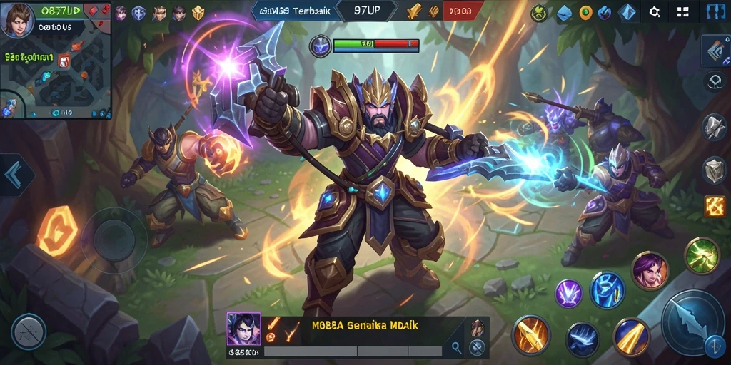 Tampilan gameplay epik di arena pertempuran MOBA.
