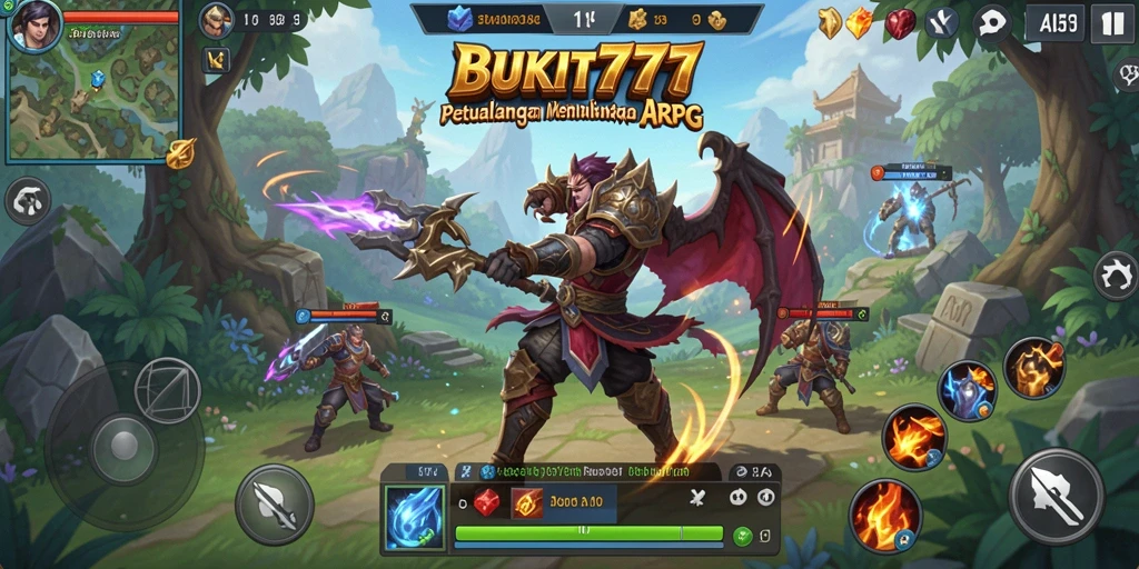 Tangkapan layar BUKIT777 menunjukkan aksi seru dalam pertarungan ARPG yang mendebarkan.