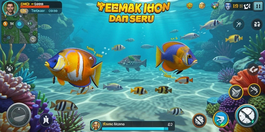 Screenshot DMD999 menampilkan aksi seru menembak ikan.