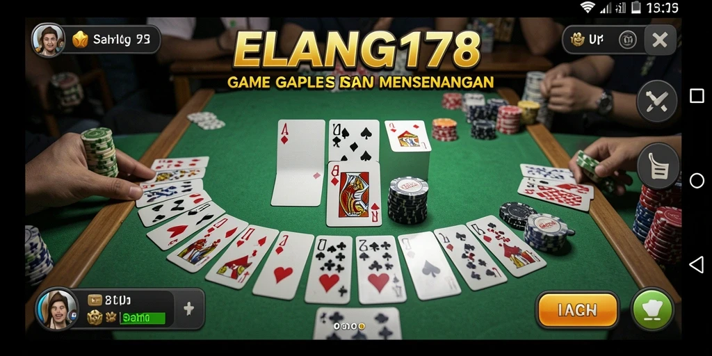 Screenshot ELANG178 menunjukkan gameplay Gaple yang seru dan interaktif.