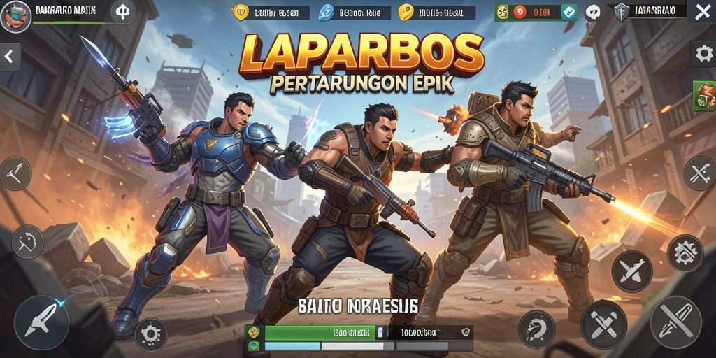 Screenshot utama menunjukkan intensitas gameplay di LAPARBOS Battle Royale.