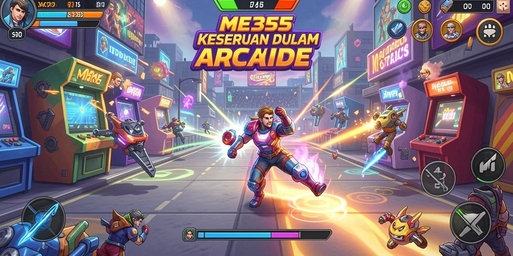 Tampilan gameplay menegangkan dalam ME355 dengan aksi cepat dan grafis cerah.