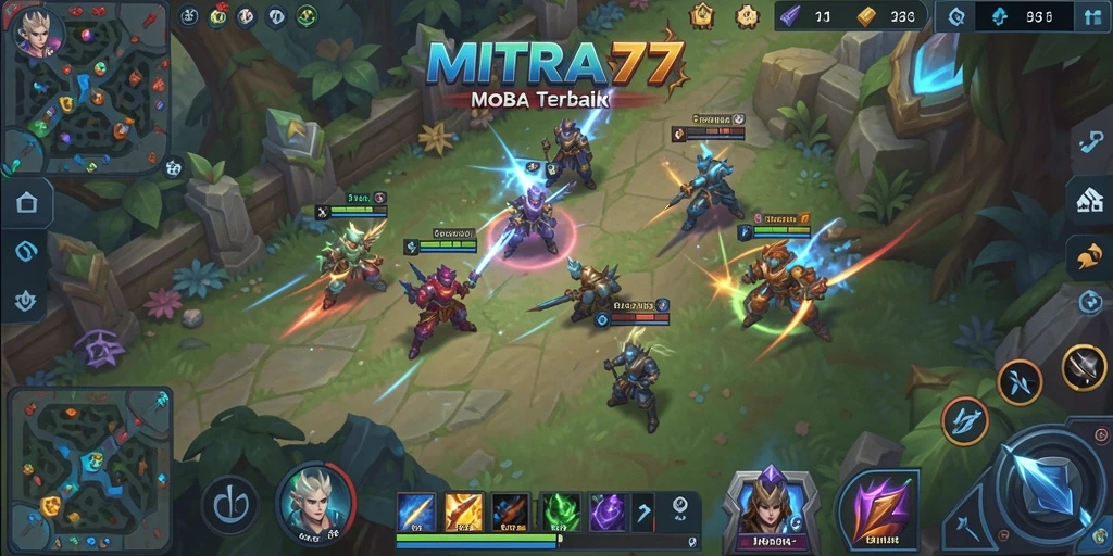 Tampilan seru gameplay MOBA di MITRA77, adu strategi tak terlupakan.