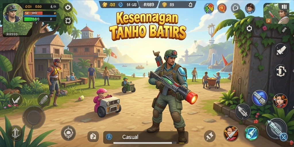 Screenshot utama RR89 menampilkan gameplay seru dan karakter lucu.