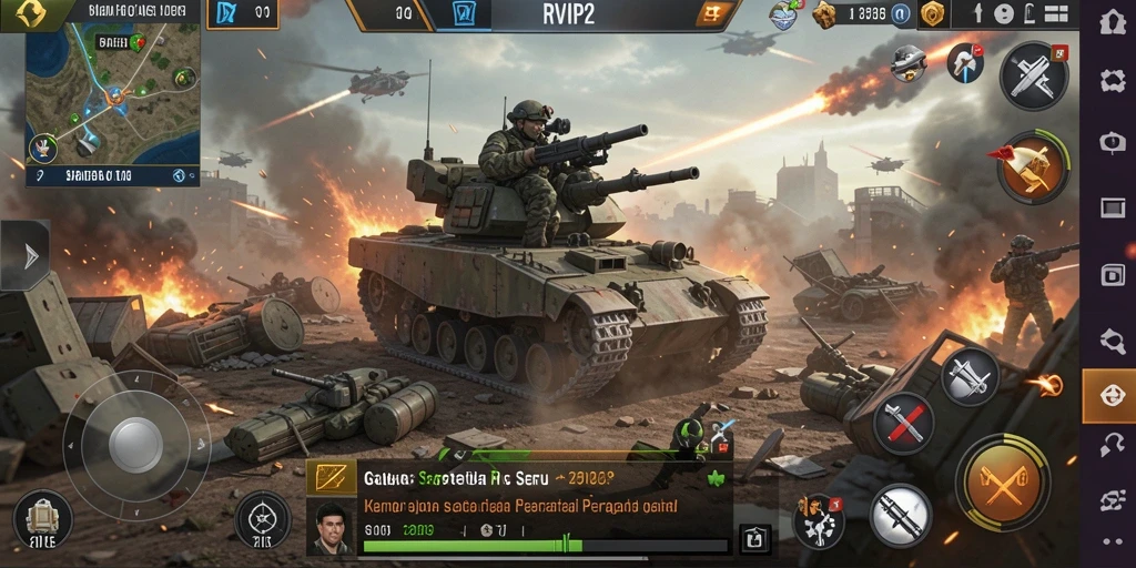 Tangkapan layar gameplay RVIP2 yang menunjukkan suasana pertempuran.