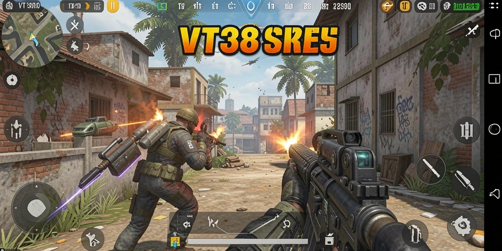 Tangkapan layar menampilkan pertempuran epik dalam game TPS VT38.